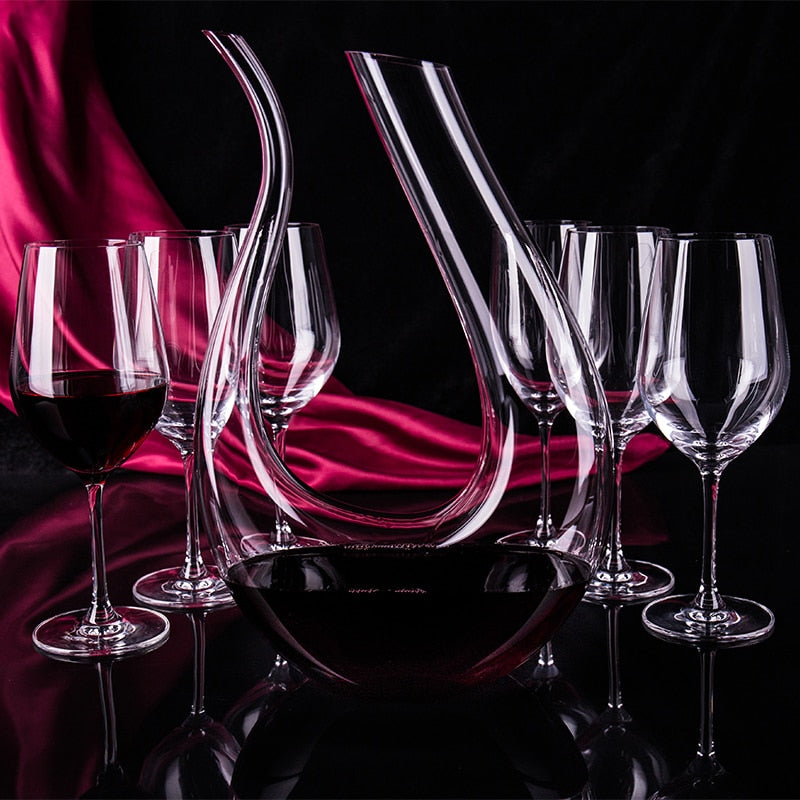 1200ML High Grade Crystal U-shaped Wine Decanter Gift Box Harp Swan Decanter Creative Wine Separator Wine Set R