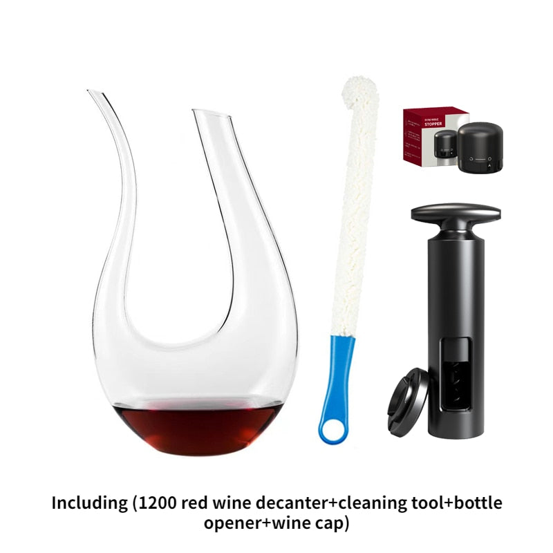 1200ML High Grade Crystal U-shaped Wine Decanter Gift Box Harp Swan Decanter Creative Wine Separator Wine Set R